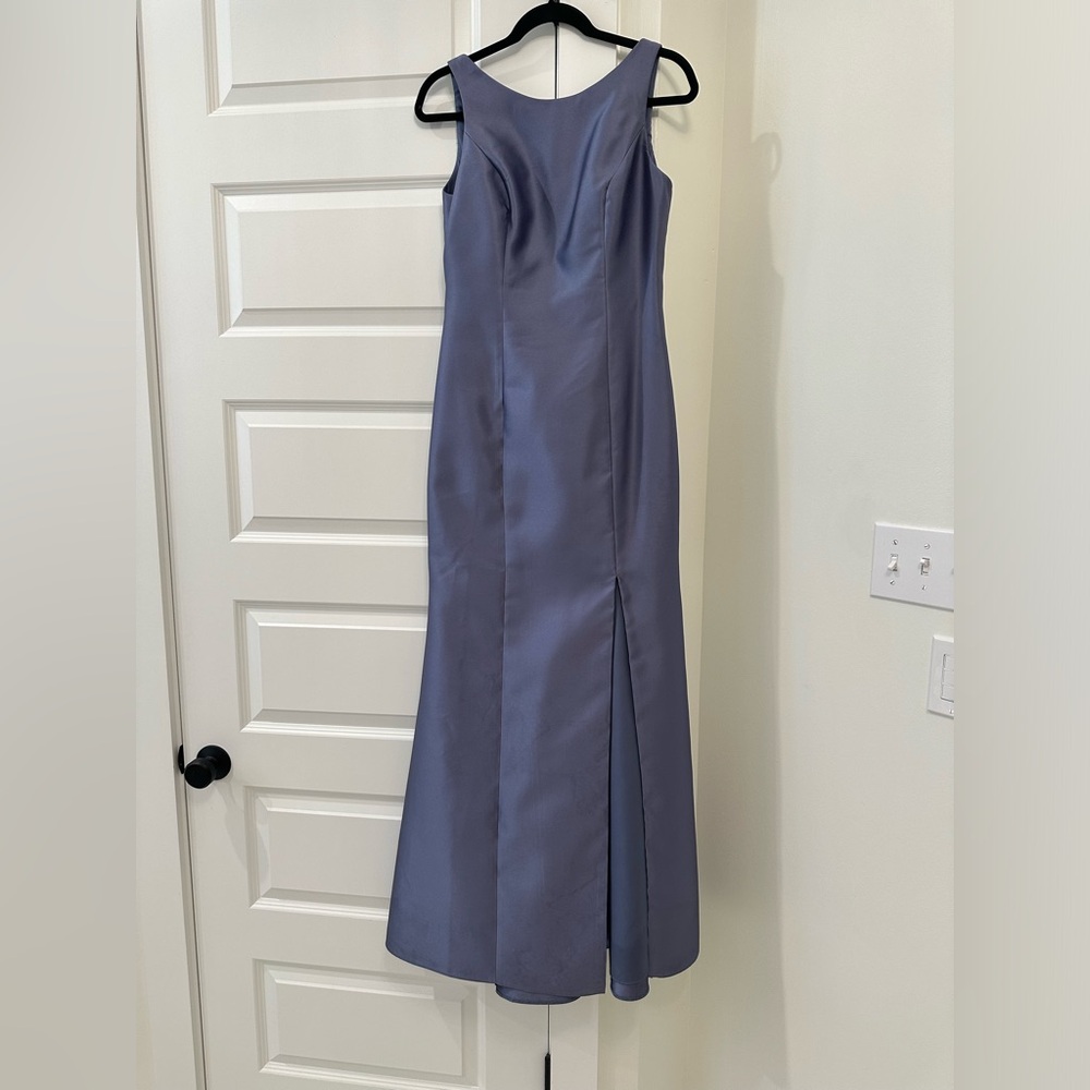 Alfred Sung Sleeveless Satin Trumpet Gown with Bow at Open Back